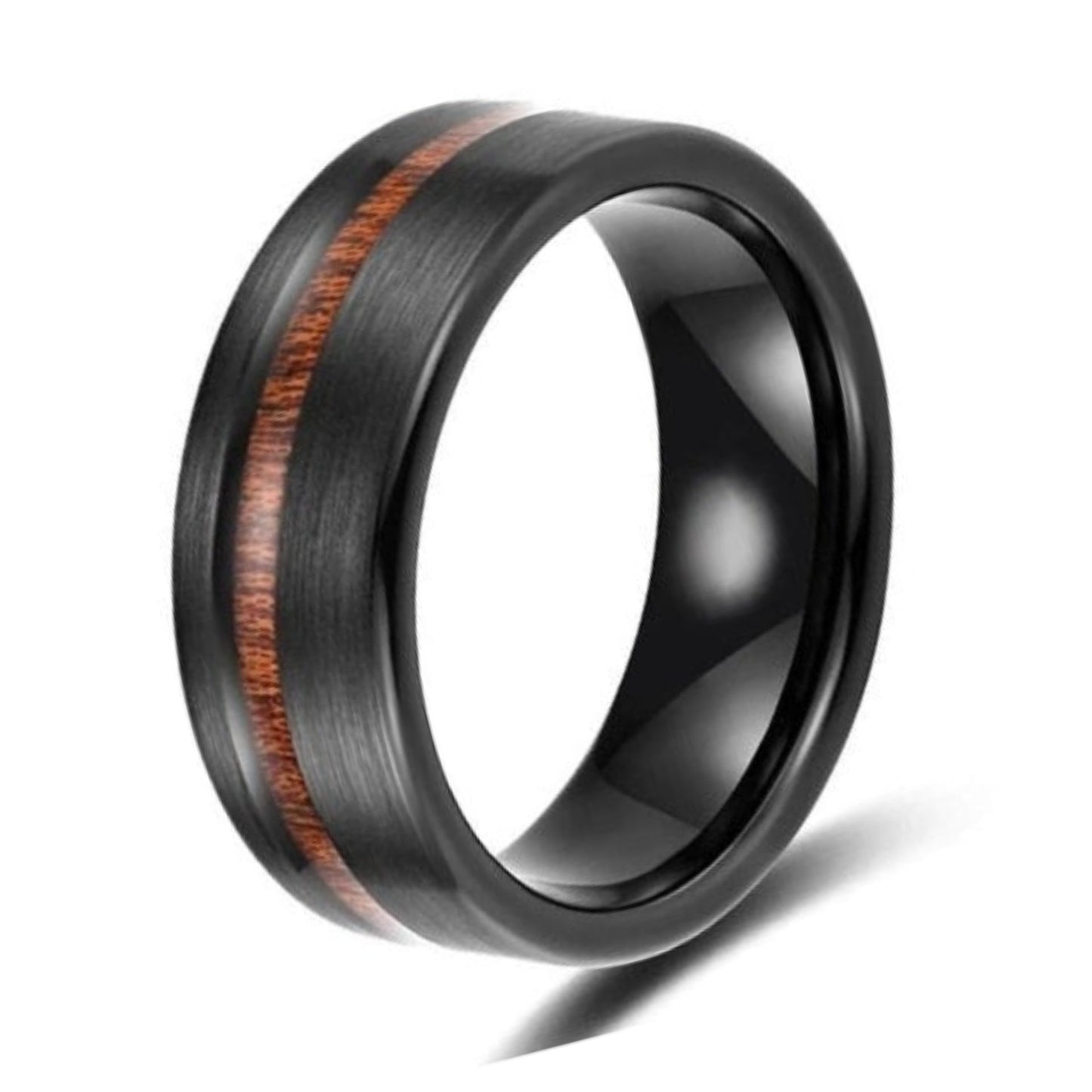 8Mm Fashion Men Rings Black Grain Groove Rings Wedding Anniversary Birthday Gift For Men Jewelry