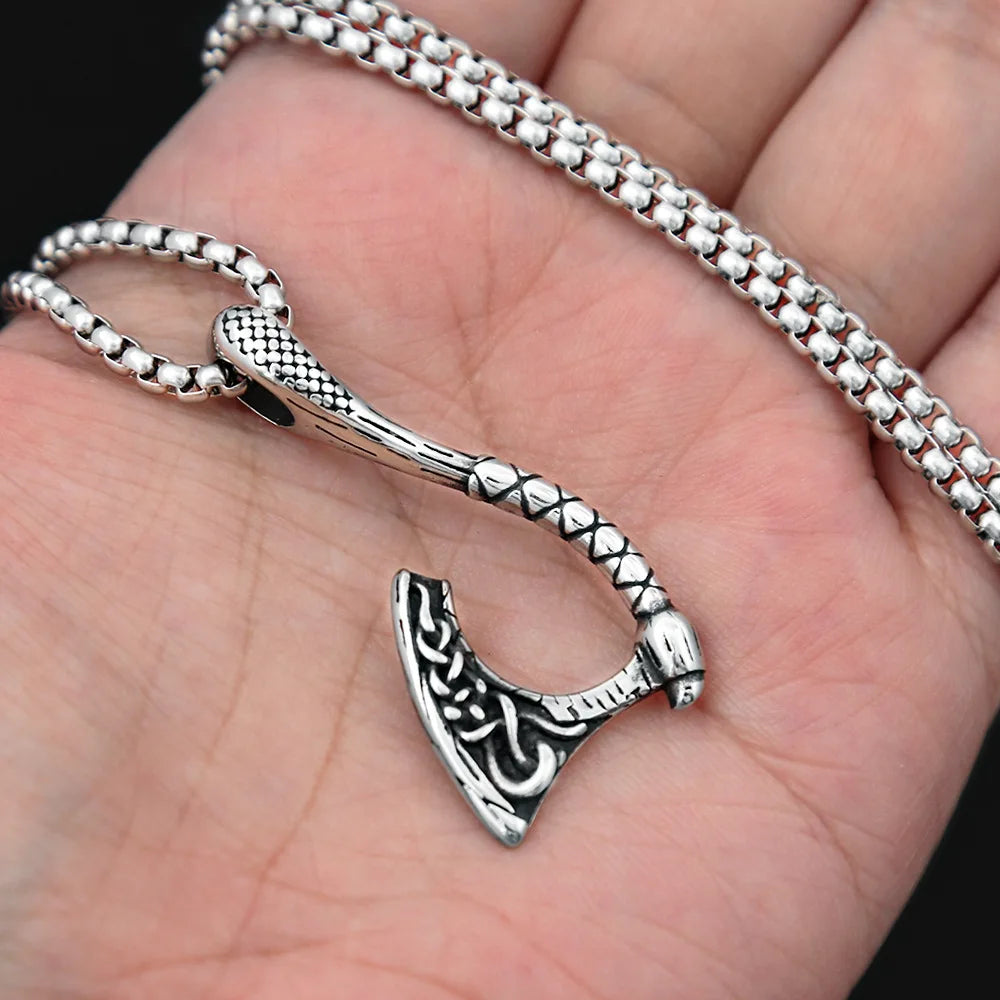 Viking Axe pendent with necklace for men