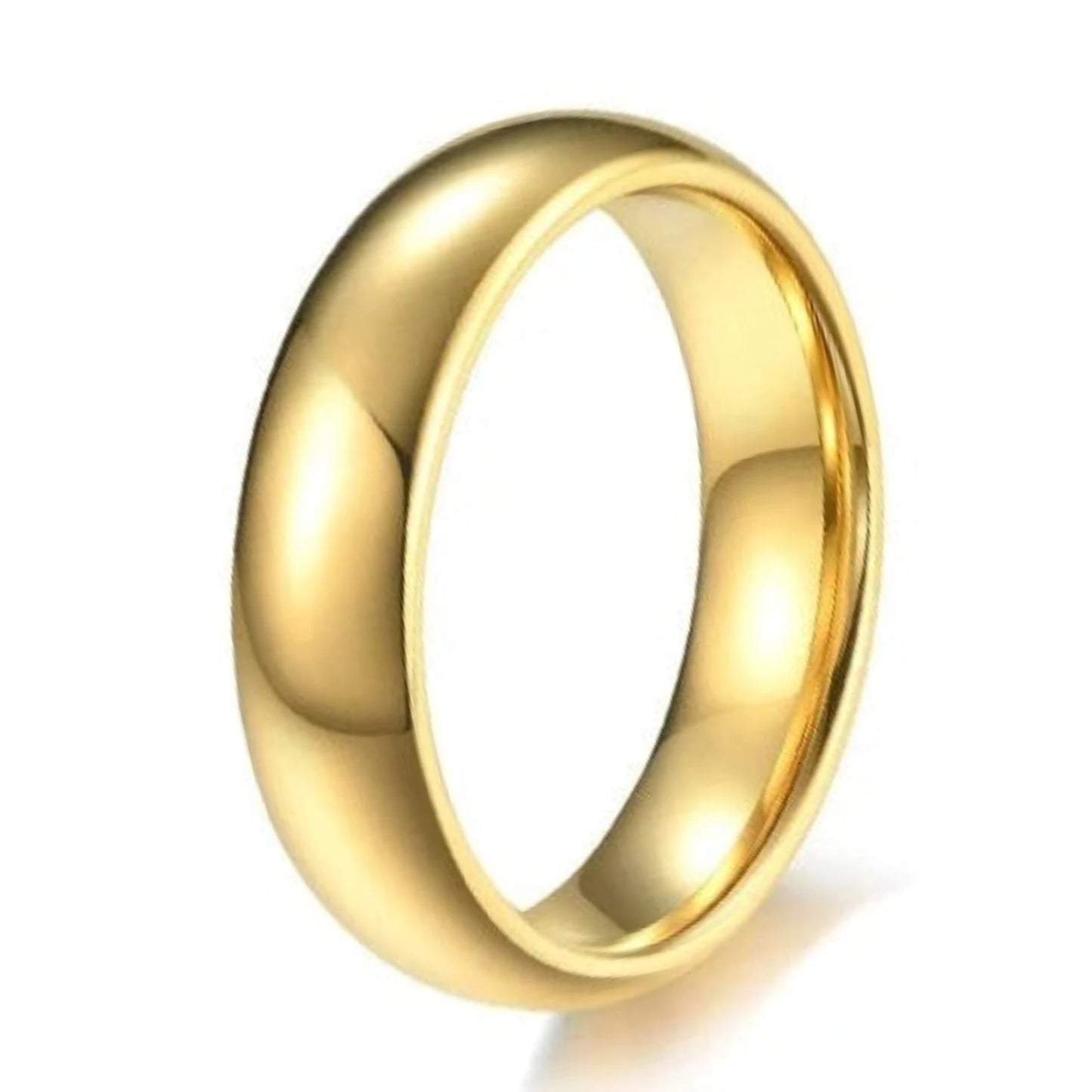 Tungsten Carbide Steel Ring Gold Dome Polished Ring Wedding Engagement Men and Women Couple Rings