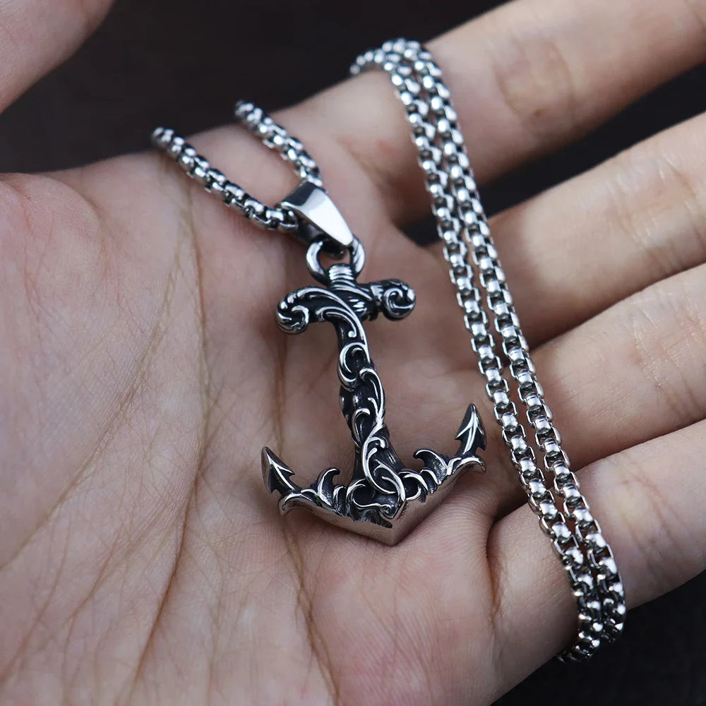 Viking Anchor pendent with necklace for men