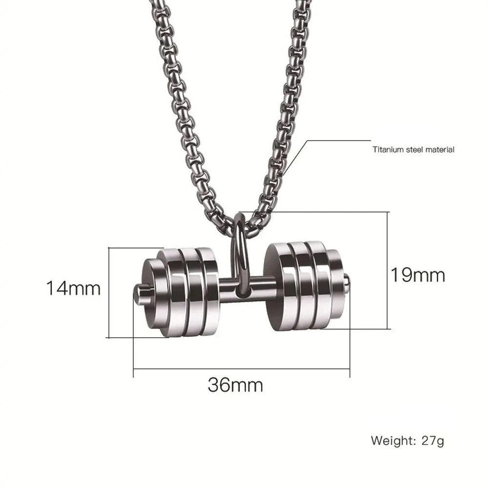 Dumbbells pendent with necklace for men