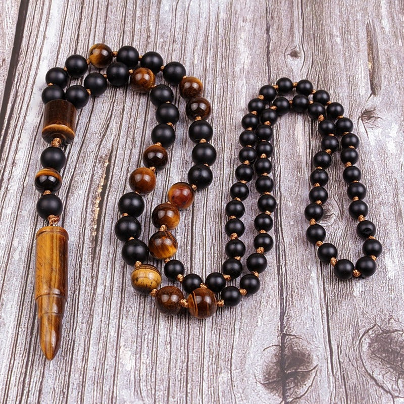 Bullet tiger eye beaded necklace