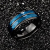 Blue Hammered Men Tungsten Carbide Ring For Wedding Engagement Rings Fashion