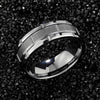 Tungsten Gray/ Silver Color 8 mm Comfort Fit Beveled Brick Pattern Wedding Band