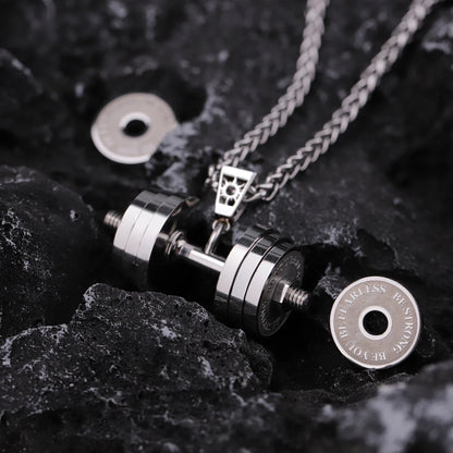 Dumbbells pendent (Adjustable) with necklace for men