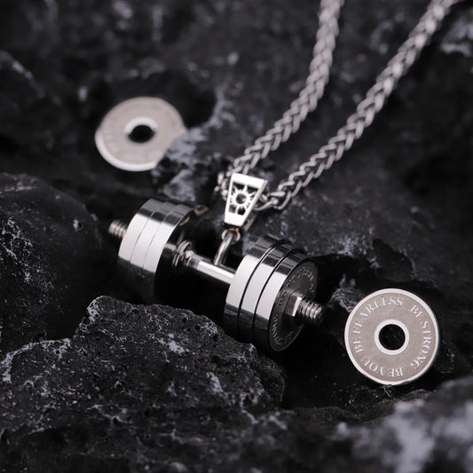 Dumbbells pendent (Adjustable) with necklace for men