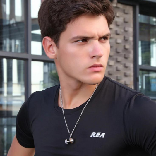Dumbbells pendent (Small) with necklace for men