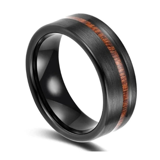8Mm Fashion Men Rings Black Grain Groove Rings Wedding Anniversary Birthday Gift For Men Jewelry