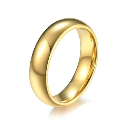 Tungsten Carbide Steel Ring Gold Dome Polished Ring Wedding Engagement Men and Women Couple Rings