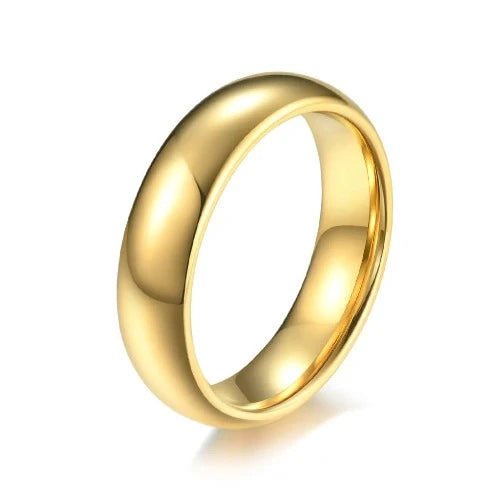 Tungsten Carbide Steel Ring Gold Dome Polished Ring Wedding Engagement Men and Women Couple Rings