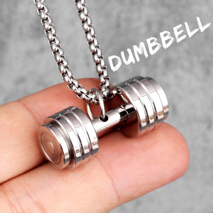 Dumbbells pendent with necklace for men