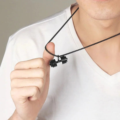 Dumbbells pendent with necklace for men