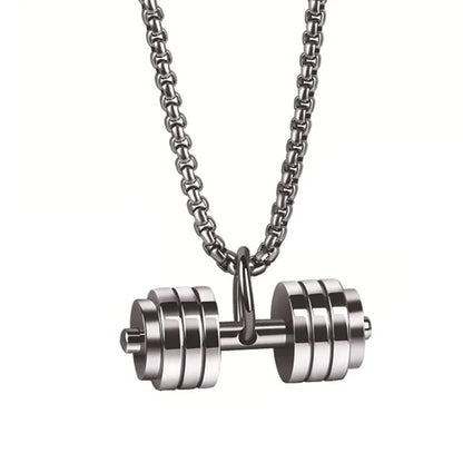 Dumbbells pendent with necklace for men