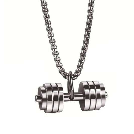 Dumbbells pendent with necklace for men