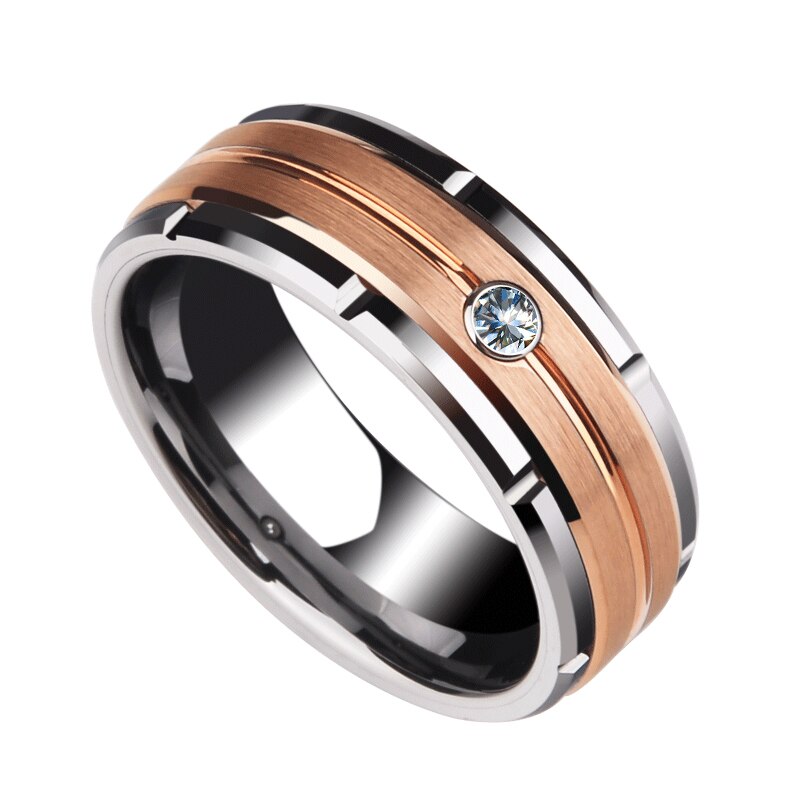 Men Tungsten Carbide Wedding Ring Rose Gold